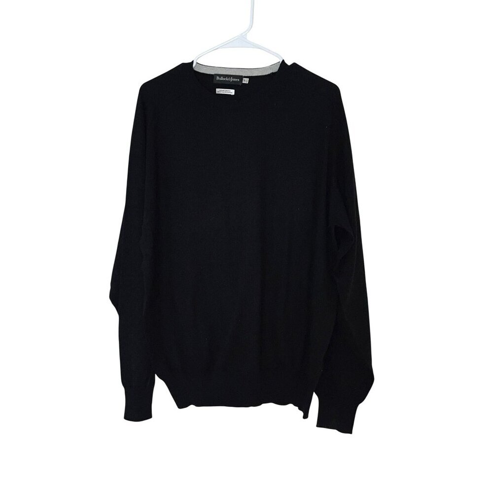 Bullock & Jones Black Cotton & Cashmere Crewneck Sweater XL Mens